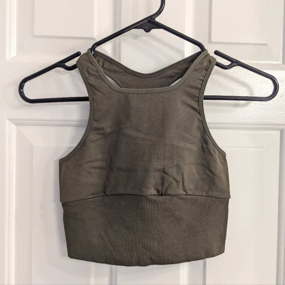 Free People Movement Green Seamless High Neck Racerback Sports Bra Size XS S